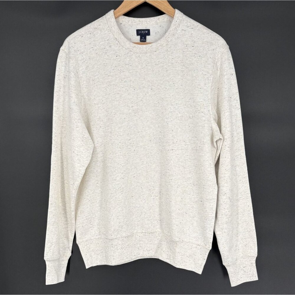 J.Crew Mens Marled Fleece Crewneck Sweatshirt S Cream Multi Preppy Old Money